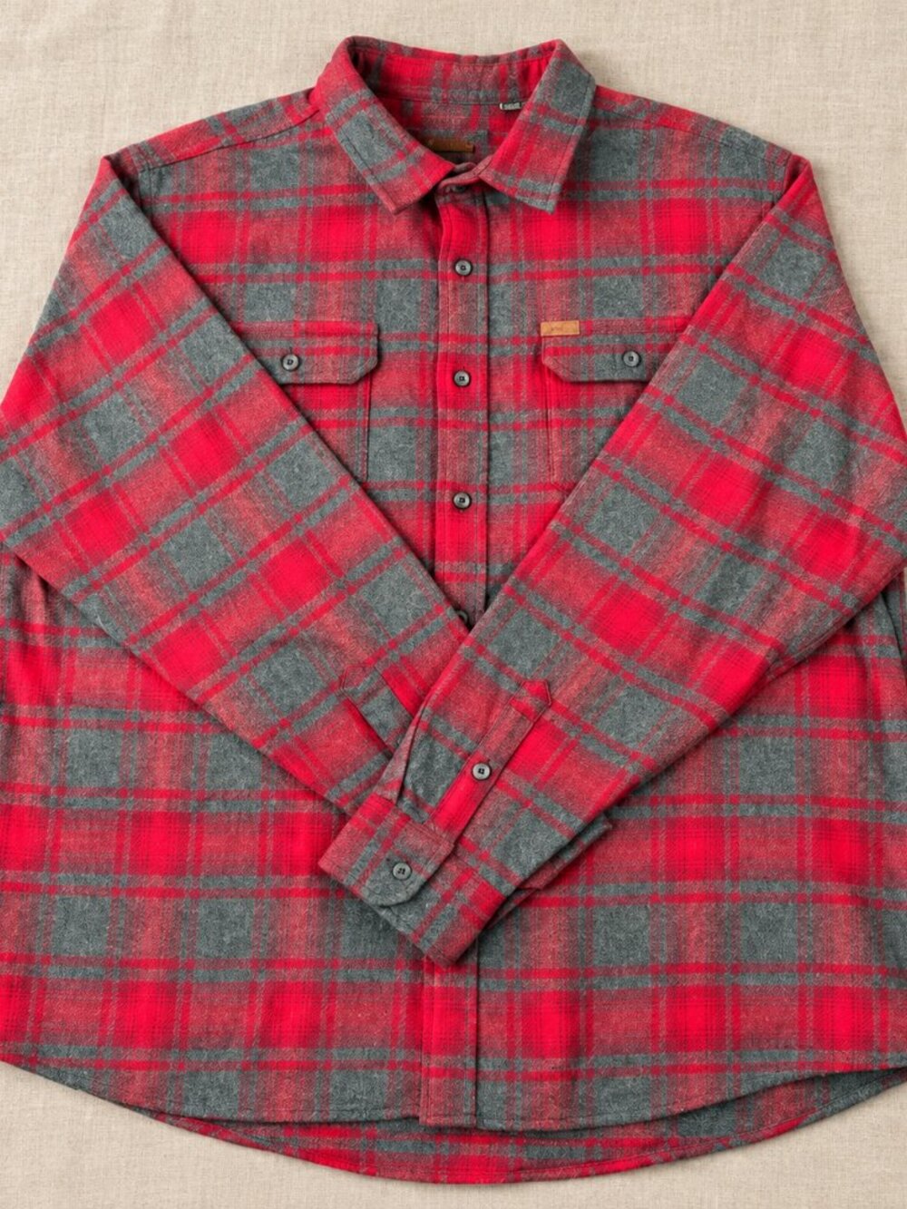 Orvis Plaid Button Down Shirt Men's XXL Red Gray Long Sleeve Classic Fit